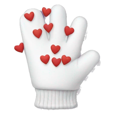 Gloves with a picture of hearts and bears sticker