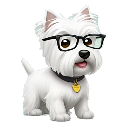 west highland white terrier with glasses sticker
