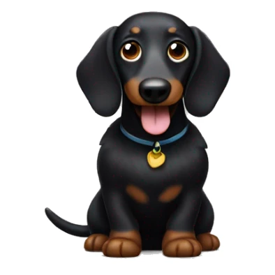 Fluffy black wiener dog sticker