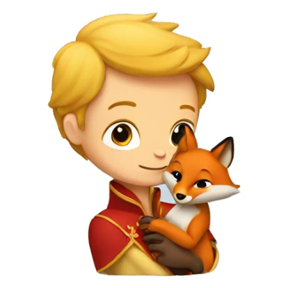 A little prince holds a fox in his arms sticker