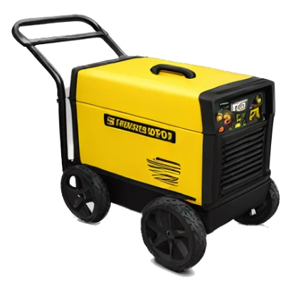 Portable Champion generator 9000 ,yellow with black cage and has 2 wheels sticker