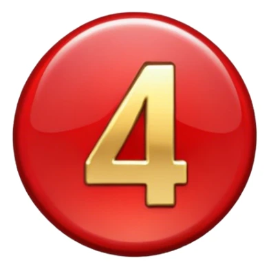 Make a round badge for a paid subscription out of gold with a red emerald and the number 4. sticker