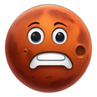 planet Mars with a cartoon face with rolling eyes sticker