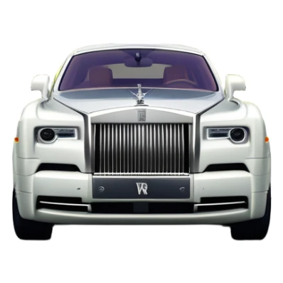 Rolls-Royce Phantom (2022) – cinematic-realistic Rolls-Royce Phantom emoji, its polished silver frame glistening under the sun as it glides down a winding, tree-lined road. The iconic Spirit of Ecstasy hood ornament stands proudly, the V12 engine hums silently  sticker
