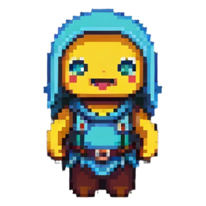 pixel art character resembling حزلقوم with a playful and humorous look sticker
