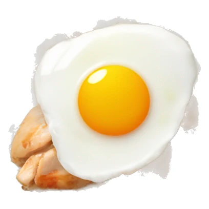 a bowl of rice with two eggs and chicken thigh front view sticker