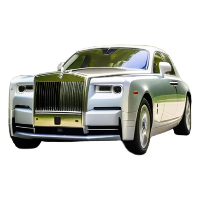 Rolls-Royce Phantom (2022) – cinematic-realistic Rolls-Royce Phantom emoji, its polished silver frame glistening under the sun as it glides down a winding, tree-lined road. The iconic Spirit of Ecstasy hood ornament stands proudly, the V12 engine hums silently as the car cuts through the serene countryside, embodying elegance and power. sticker