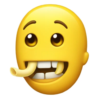 Emoji with a yellow bone in its mouth sticker