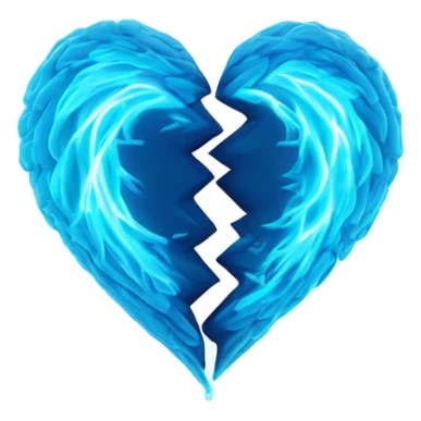 Blue glowing neon 2 halves of the heart sticker
