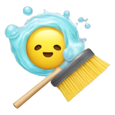 tube with soap and cleaning broom sticker