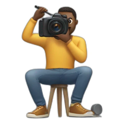 a man shooting his own video in a small studio sticker