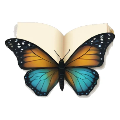 A book with a butterfly flying out of it sticker