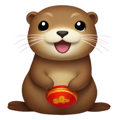 Otters on Korean Lunar New Year sticker