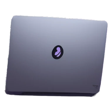 Side view developer behind his laptop with this style : crysis Cyberpunk Valorant neon glowing bright purple character purple violet black hooded assassin themed character sticker