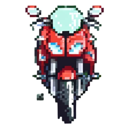 red sport motorcycle icon, pixel art style, favicon style sticker