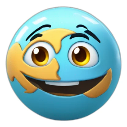 3d sphere with a cartoon childish jigsaw Aladdin skin texture with kind eyes sticker