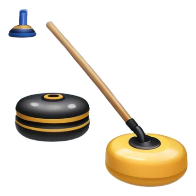 please, An icon featuring the curling rink, with its distinctive circles and a vibrant crowd in the stands. Snowflakes fall outside the arena, and bright lights illuminate the ice. a close-up curling stone sliding across the ice, with a broom nearby. Transparent background. sticker