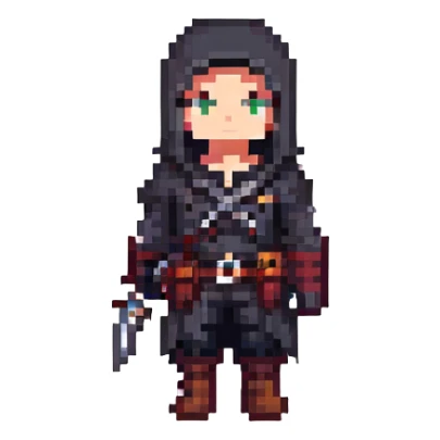 mysterious assassin character with dark clothing sticker