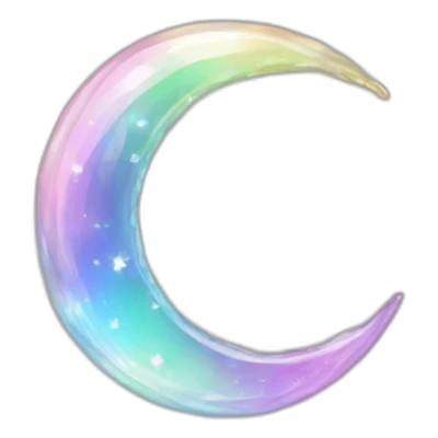 Pastel iridescent rainbow crystal crescent circle sticker