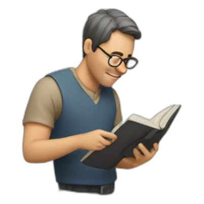 man checking the index of a book sticker