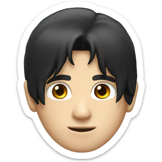 back of  males head black hair white skin sticker