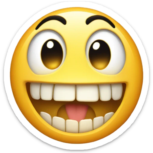 smily emoji with teeth for eyes and teeth for nose and teeth for teeth and extremely surprised expression sticker