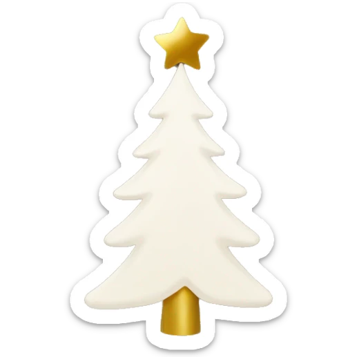 white christmas tree with beige/gold ornaments and a beige/gold star sticker