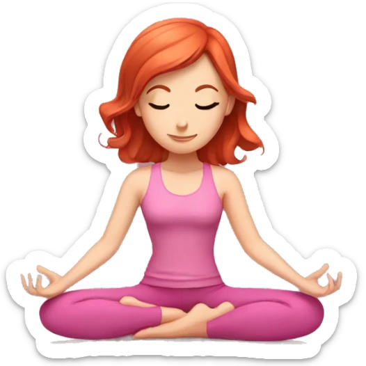 girl with red hair in a pink outfit doing yoga sticker