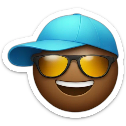 Poop emoji in sport sunglasses and sport cap sticker