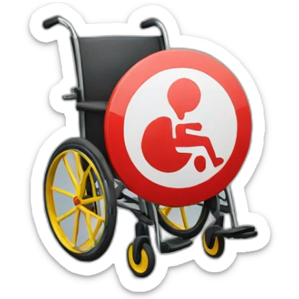 stop sign  in the wheel of a wheelchair sticker