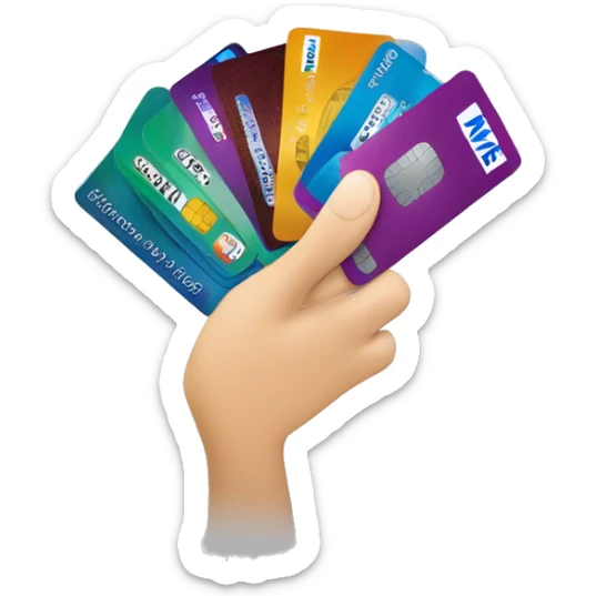 a hand spreading 5 credit cards, emv chip, credit card, debit card, amex platinum, American express sticker