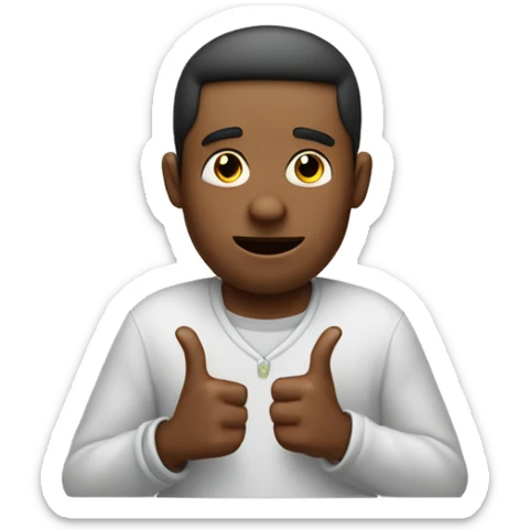 man shrug emoji with the ring finger and the middle finger being together and the index finger being closed and the pinkie being out. sticker