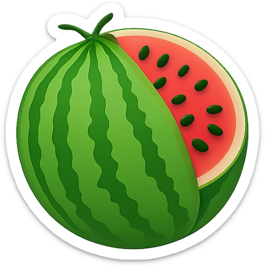 Shrink the watermelon emoji further to a much smaller size, keeping the background transparent, in a style consistent with the original emoji look. sticker