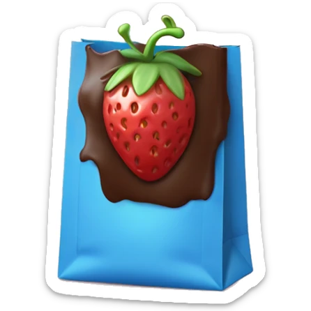 Chocolate covered strawberry’s in a blue bag that says “tru fru” on the front  sticker