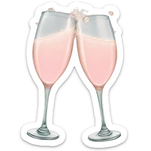 glasses of pastel pink champagne are smashing against each other sticker