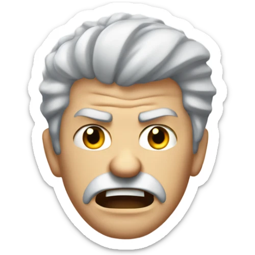 An angry white man with grey hair Shakes his fist  in anger sticker