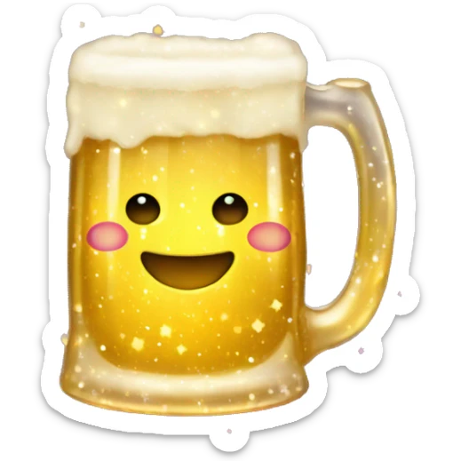 Beer mug full of galaxy nebula gold sparkles glow fairy lights sticker