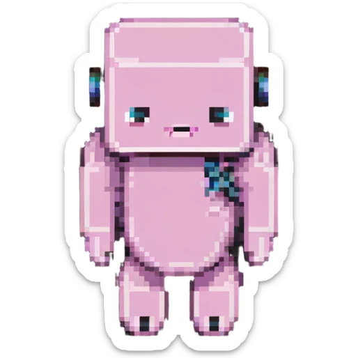 Minecraft pig, full body, pink blocky animal with square head and square body sticker