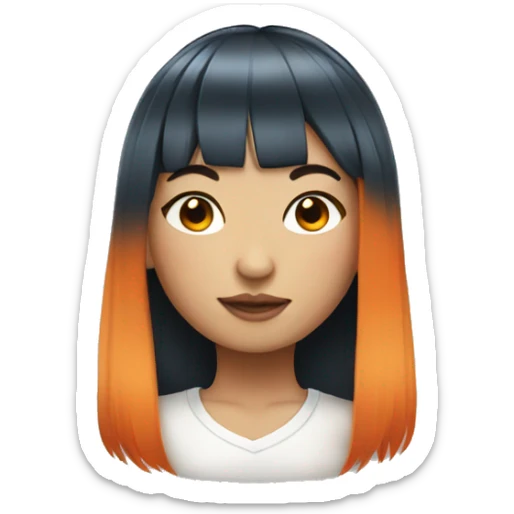 Asian girl with long orange hair and bangs and tattoos sticker