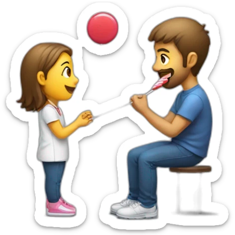 Draw me : girl on her vtwo knees ready to eat a lollipop side view man sticker