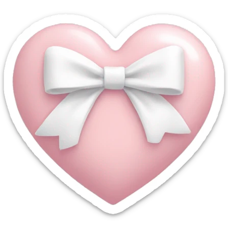Pastel pink heart with white bow sticker