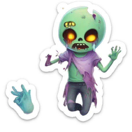 zombie person melting into graffiti galaxies with candles lanterns and fairy lights sticker
