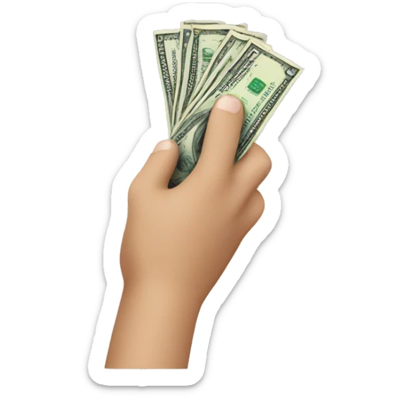 a hand giving money in the form of generosity sticker