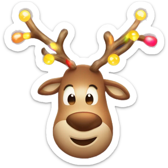 cute Christmas reindeer have their antlers glowing for the multicolor Christmas lights sticker