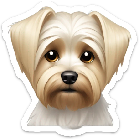 focused blonde Maltese/Yorkie dog in solitude with short hair sticker