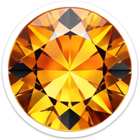 extreme up close amber round cut holographic gem with black metal accent sticker