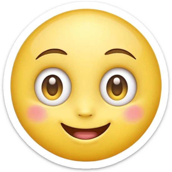 "A super happy, hope-filled emoji with a bright yellow round face, big sparkling eyes full of excitement, eyes slightly watery with joy, wide cheerful smile, glowing soft light around the face, extremely cute and expressive, high-resolution, vibrant and glossy style." sticker