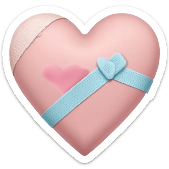 A minimalist pastel illustration of a heart with a small bandage, inspired by the ❤️‍🩹 emoji. Soft pastel colors — dusty pink sticker