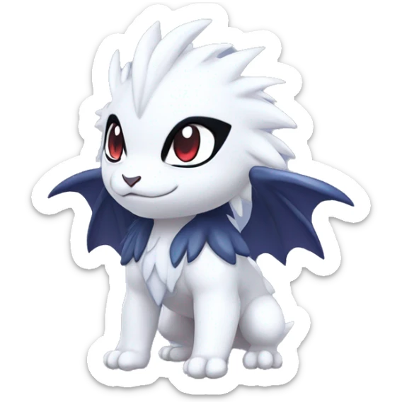 Cute Cool Kawaii Baby Chibi Nargacuga-Absol-Pokémon Full Body Detailed High Quality sticker