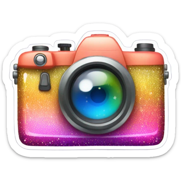 How about an emoji sticker of a camera with colorful sparkles around it?  sticker